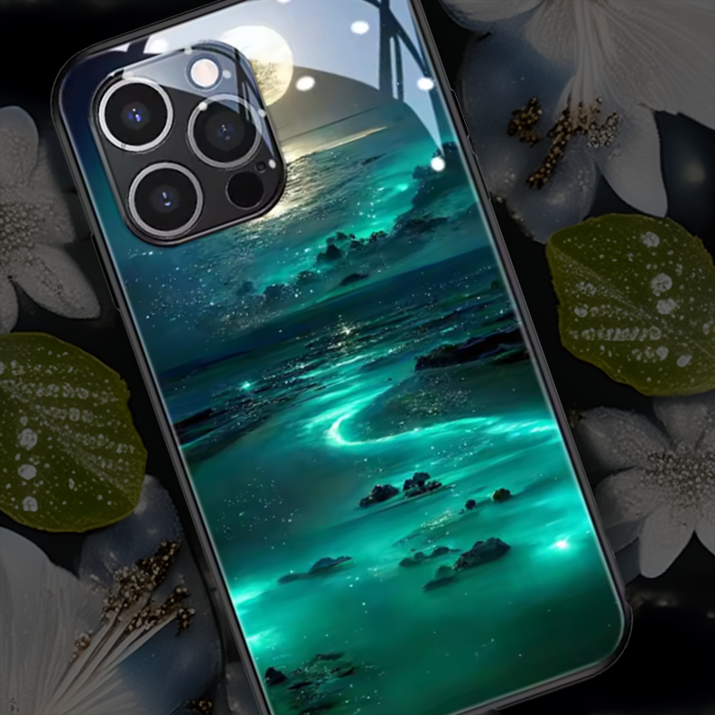 Türkiser Strand im Vollmond – Magie der Nacht für dein Smartphone
