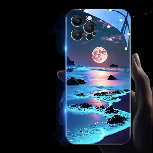 Leuchtender Strand mit Vollmond Türkis – Magie und Eleganz für dein iPhone