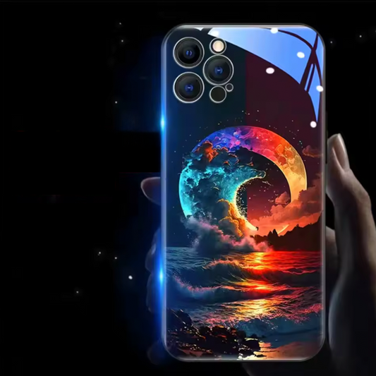 Kosmischer Mond und Wellen – Einzigartiger Look für dein iPhone